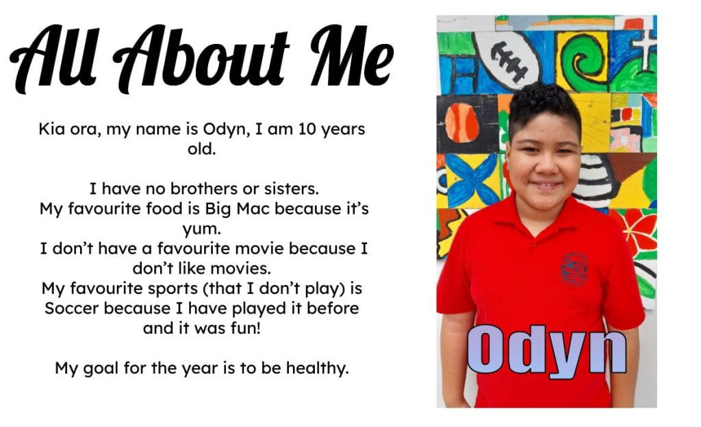 All About Me – Odyn @ Pt England School